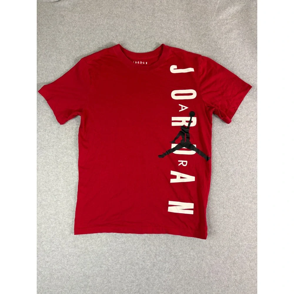 Jordan Mens Red Graphic T-Shirt Jumpman Logo Short Sleeve BV0086-687 Size S